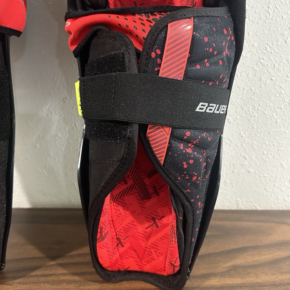 Bauer Vapor XE Shin Guards Senior Size 15 SR 15” Hockey Leg Protection Black Red - Picture 10 of 13
